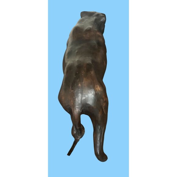 Vtg 21" Leather Wrapped Stalking Black Panther Jaguar Cat Statue Figure - Picture 5 of 9
